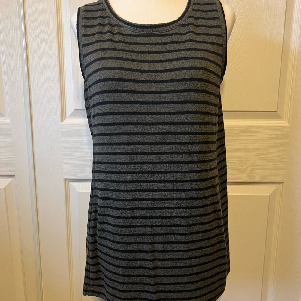 Chico's Green and Black Striped Tank Top